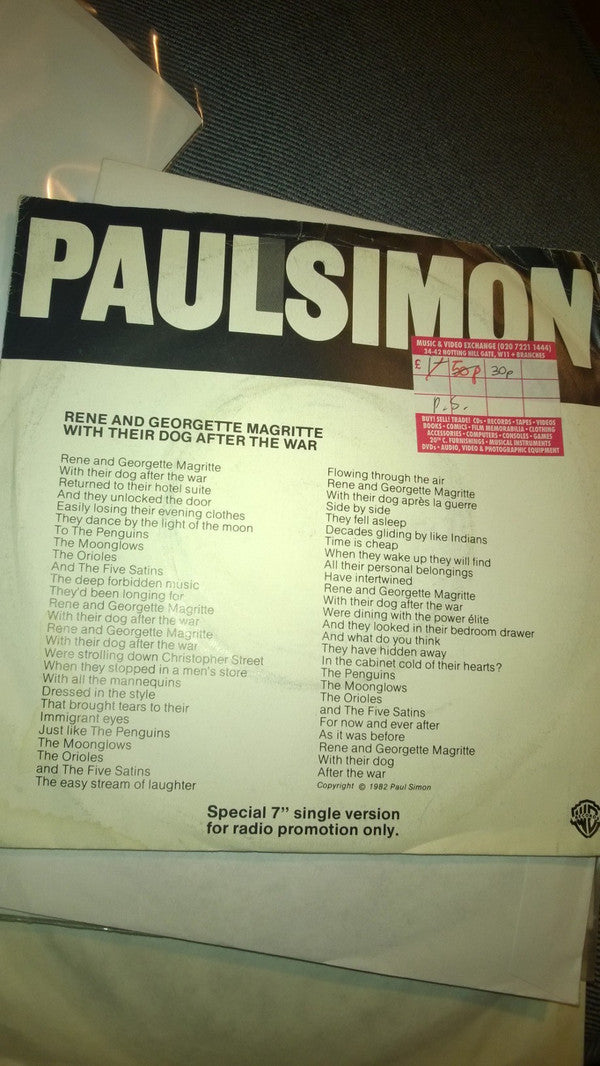 Paul Simon : Rene And Georgette Magritte With Their Dog After The War  (7", Single, Promo)