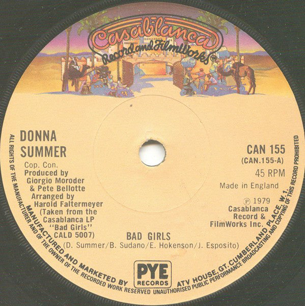 Donna Summer : Bad Girls (7", Single, Sol)