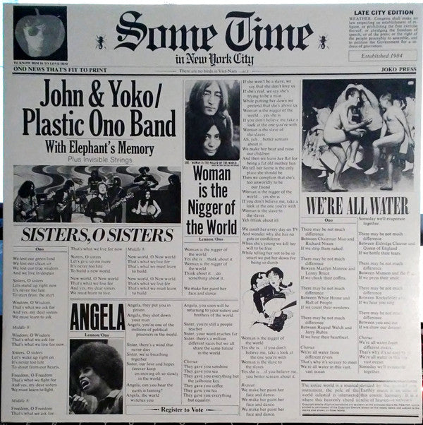 John Lennon & Yoko Ono / The Plastic Ono Band With Elephants Memory And Invisible Strings : Some Time In New York City (2xLP, Album, Gat)