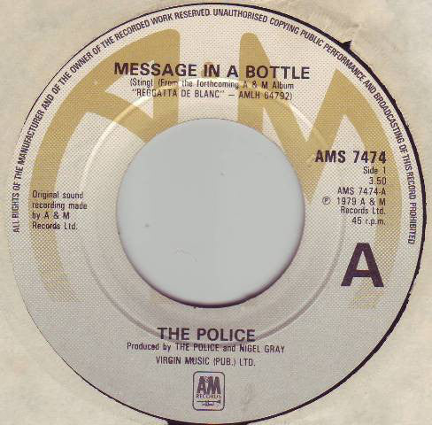 The Police : Message In A Bottle (7", Single, Lar)