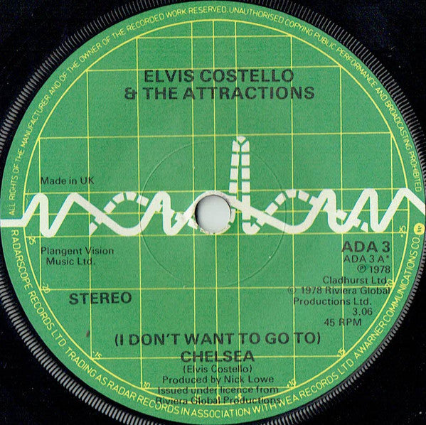 Elvis Costello & The Attractions : (I Don't Want To Go To) Chelsea (7", Single, RE, Sol)