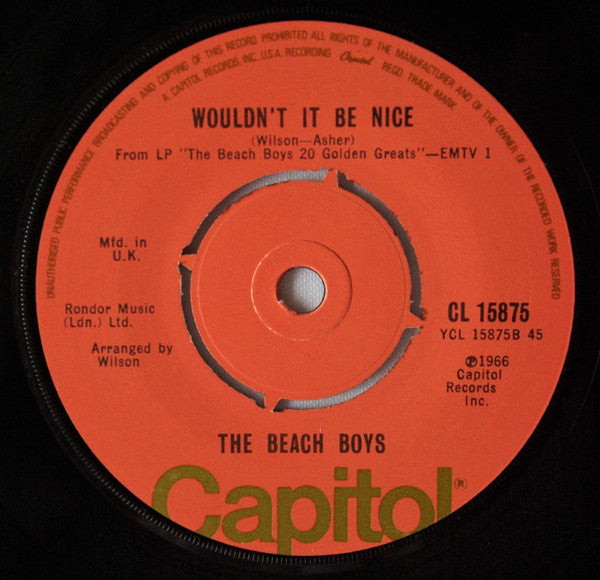 The Beach Boys : Good Vibrations / Wouldn't It Be Nice (7", Single)