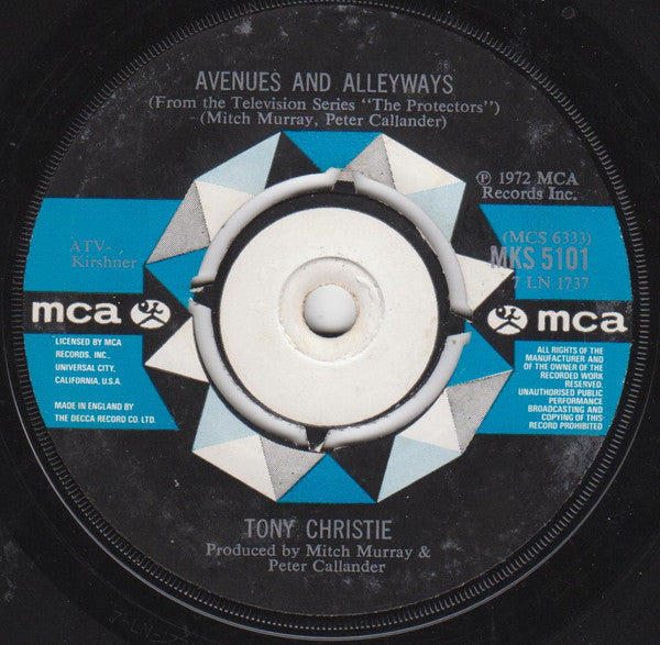 Tony Christie : Avenues And Alleyways / I Never Was A Child (7", Single)
